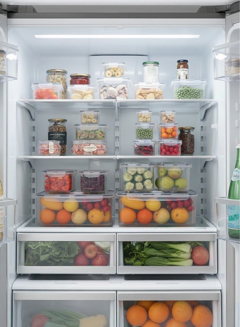 ياهـ مجموعة من 9 حاويات تخزين مطبخ فاخرة من YAH مع مقابض ذكية / فتحة تهوية علوية - محكمة الغلق وآمنة للاستخدام في الميكروويف والفريزر | منظمات متينة للثلاجة والمخزن | استخدام من الداخل إلى الخارج. - Image 4